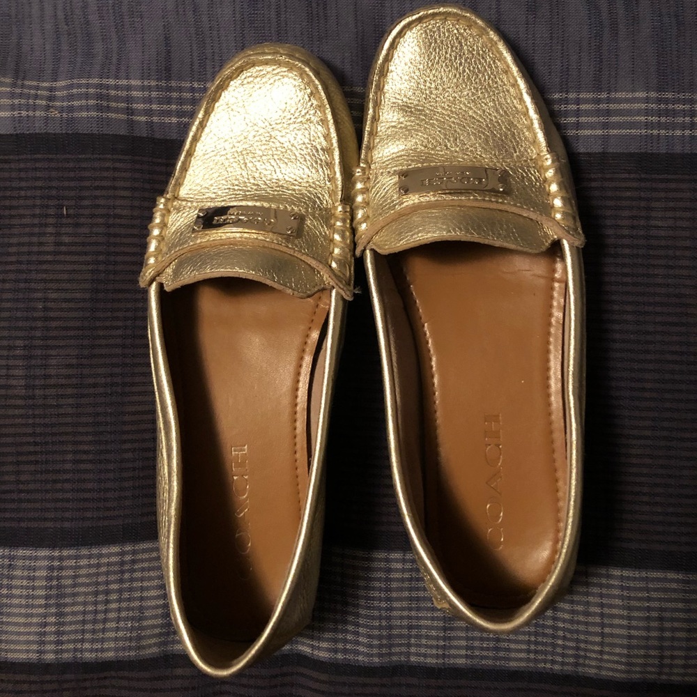Authentic Coach Flats gold